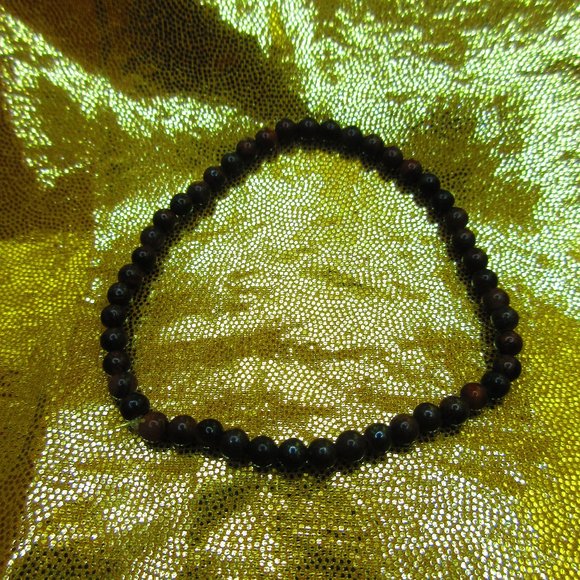 Red Tiger Eye 4mm Round 7" Stretchy Gemstone Bracelet - Picture 2 of 3
